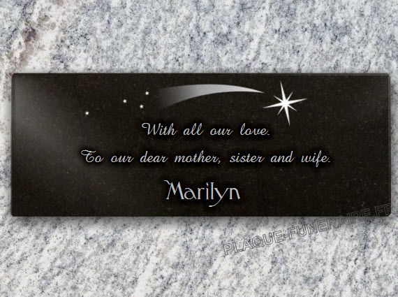 Memorial plaque granite  . 15 x 40 cm.