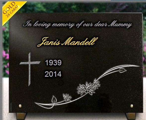 Memorial plaque granite Flowers . 30 x 40 cm.