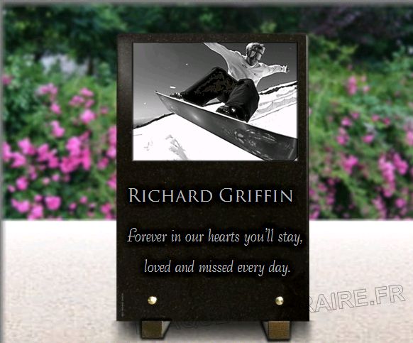 Memorial plaque granite  . 30 x 20 cm.