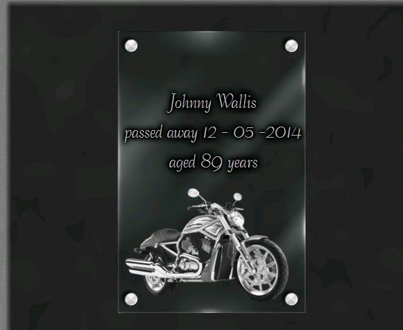 Memorial plaque glass  . 30 x 20 cm.