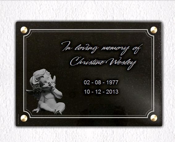 Memorial plaque granite  . 25 x 35 cm.