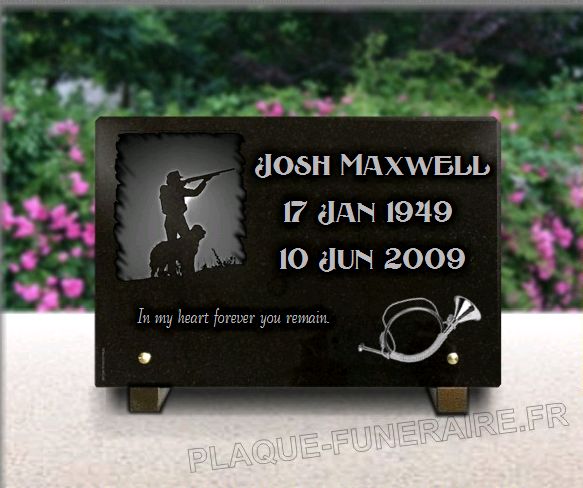 Tombstone plaque with hunter and hunting dog