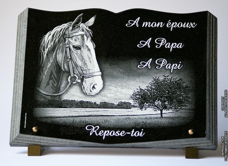 personalised grave plaque with an engraved horse