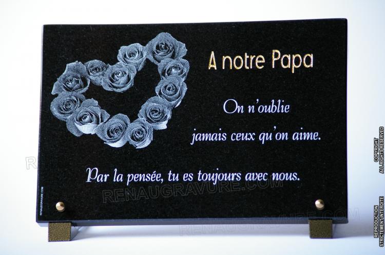 Heart funeral plaque with roses