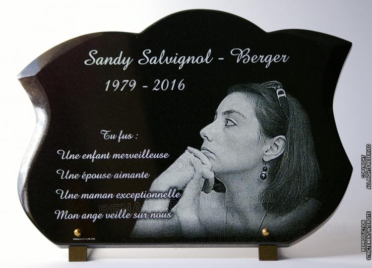 grave plaque with engraved photo