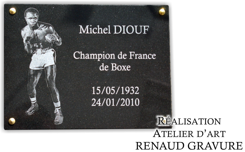 Boxer engraved on a memorial plaque