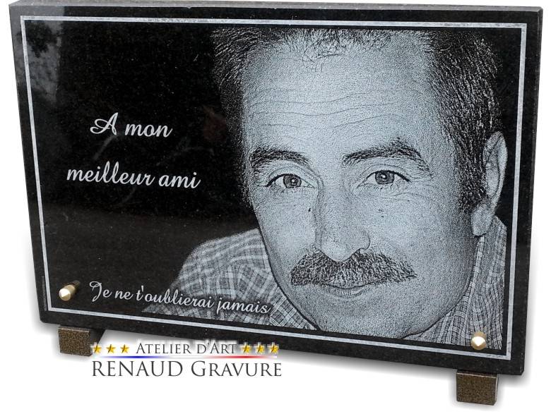 beautiful funeral plaque with engraved photo